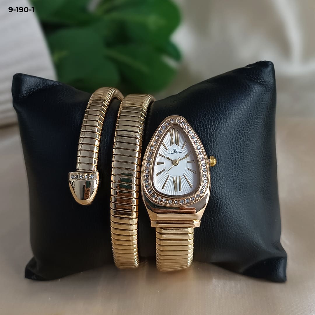 RELOJ LUXUR SERPIENTE PIEDRA METAL DAMA 9-190
