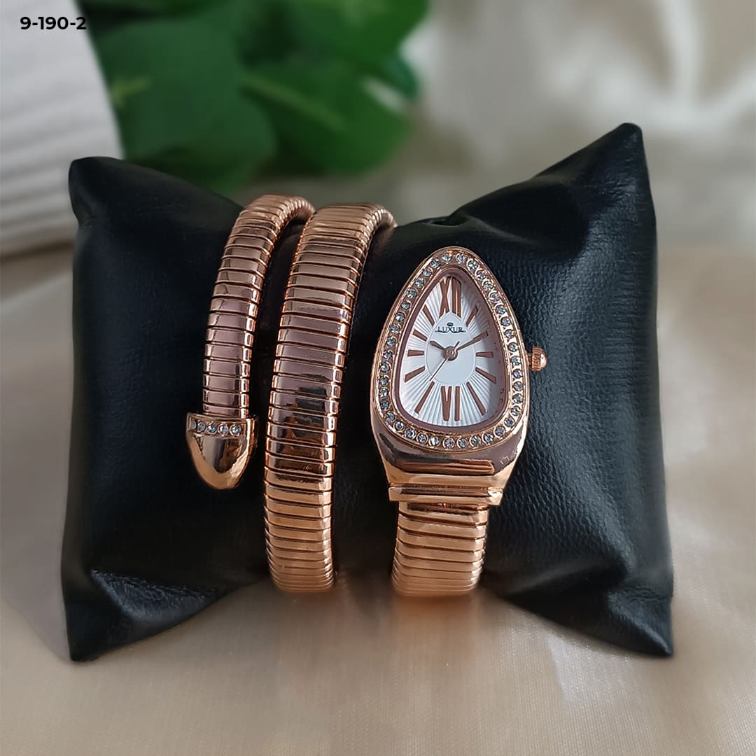 RELOJ LUXUR SERPIENTE PIEDRA METAL DAMA 9-190