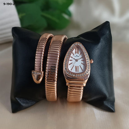 RELOJ LUXUR SERPIENTE PIEDRA METAL DAMA 9-190